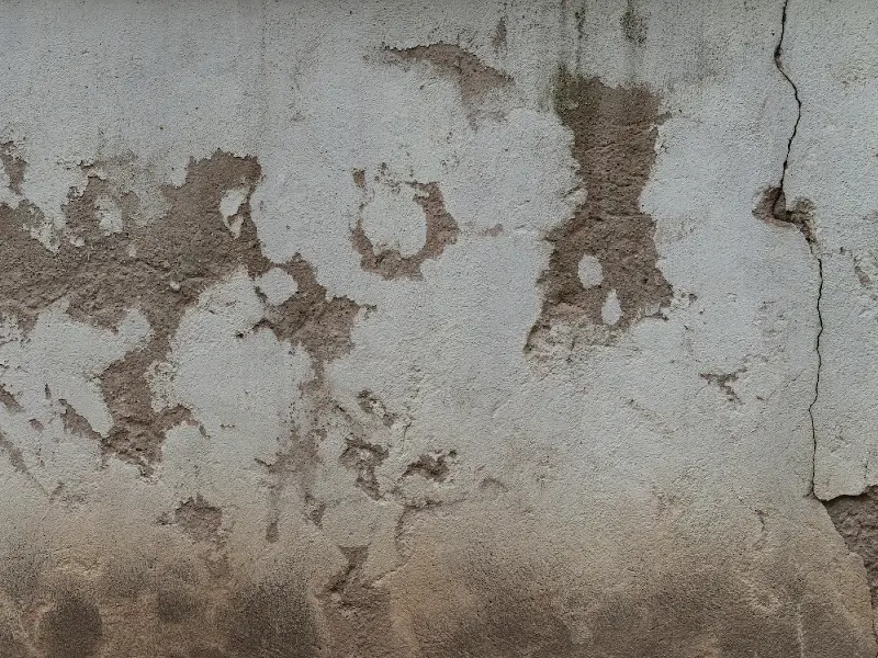 damaged rendering on wall